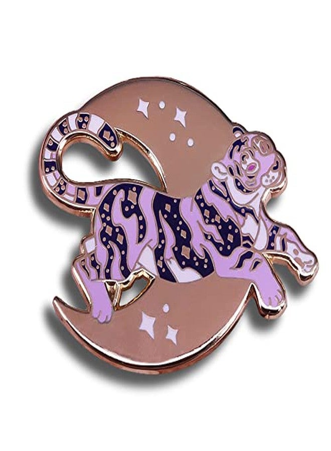 Untitled Cute Purple Tiger In The Sky Moon Stars Enamel Pin Novelty Brooch Buttons Jewelry for Jackets Jeans Backpack Cloth Lapel Bag Hat Gift for Women Girl - Image 1